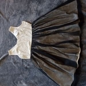 A'Reve embroidered bodice cream colored Madelene dress with black tulle skirt